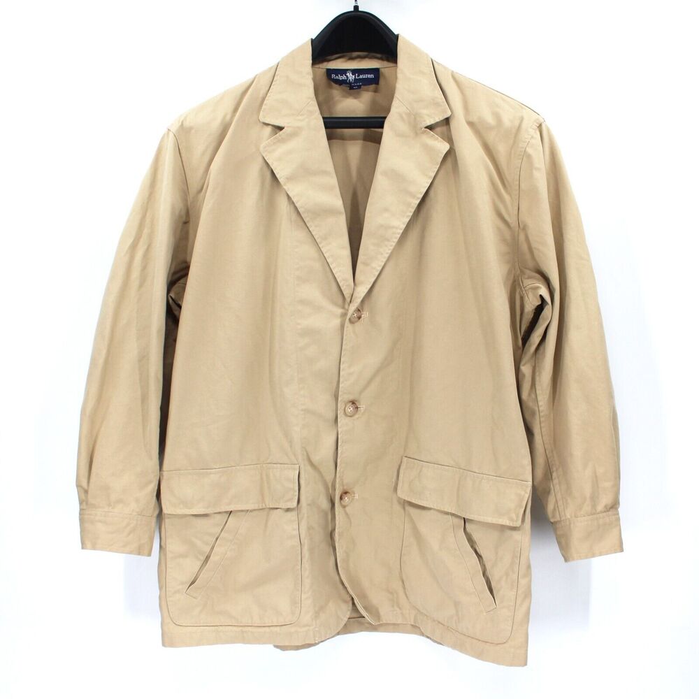 Ralph Lauren Tan Lightweight Cotton Single Breasted Blazer Medium Safari Jacket